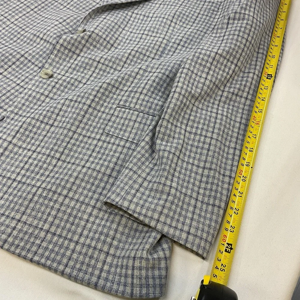 Joseph Abboud JOE Just One Earth Mens Blazer 46R-Extra Buttons Grey Plaid Blazer